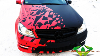 wrappsta.de carwrapping-vollfolierung Mercedes-c-klasse-frozen-red-chrome 01